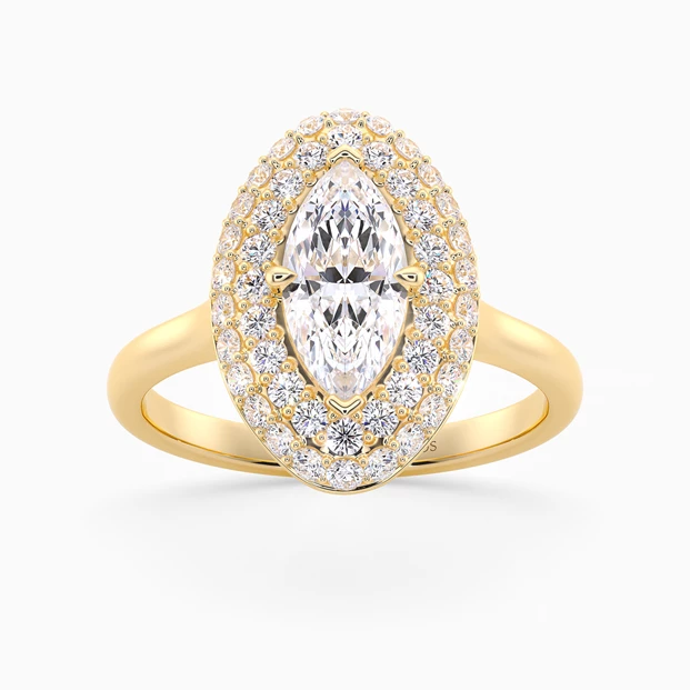 Diamond Set Marquise Eclat Diamond Ring in 18K Yellow Gold