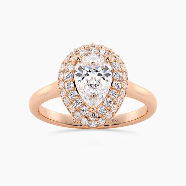 Diamond Set Pear Eclat Diamond Ring in 18K Rose Gold