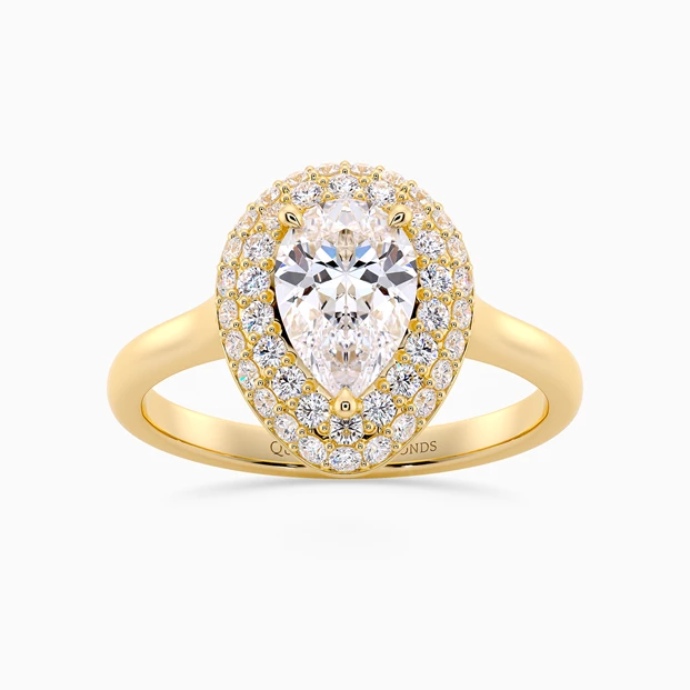 Diamond Set Pear Eclat Diamond Ring in 18K Yellow Gold