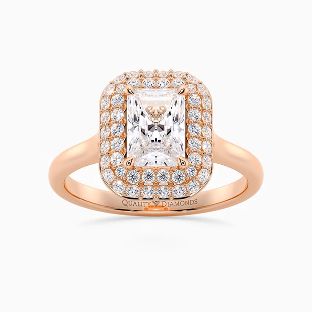 Diamond Set Radiant Eclat Diamond Ring in 18K Rose Gold