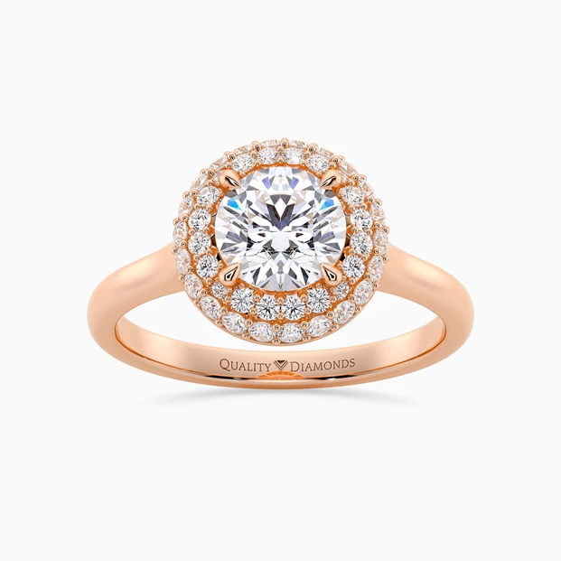 Diamond Set Round Brilliant Eclat Diamond Ring in 18K Rose Gold