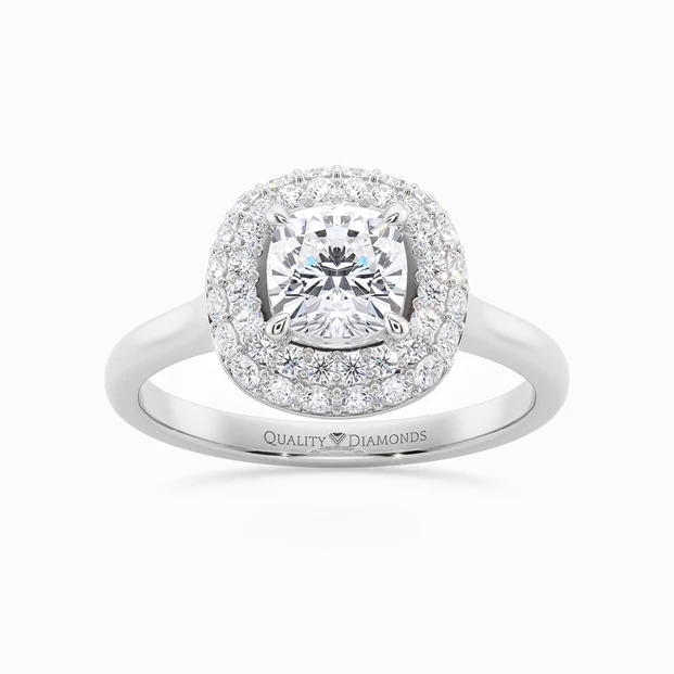 Diamond Set Cushion Eclat Diamond Ring in 9K White Gold