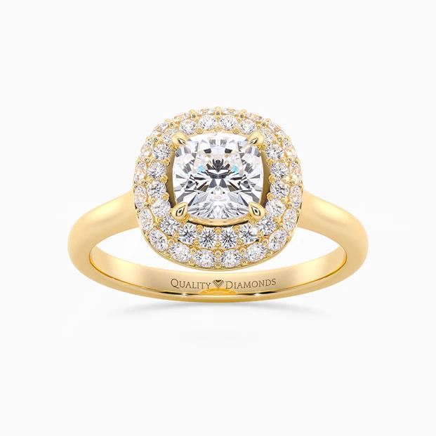 Diamond Set Cushion Eclat Diamond Ring in 18K Yellow Gold