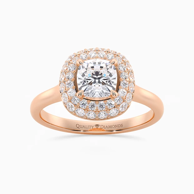 Diamond Set Cushion Eclat Diamond Ring in 9K Rose Gold