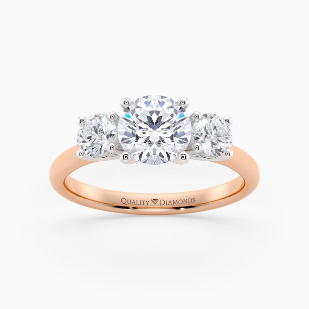 Round Brilliant Trilogy Bonheur Diamond Ring in 9K Rose Gold