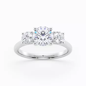 Round Brilliant Trilogy Bonheur Diamond Ring in 18K White Gold