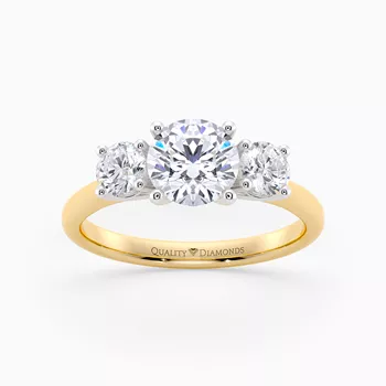 Round Brilliant Trilogy Bonheur Diamond Ring in 18K Yellow Gold