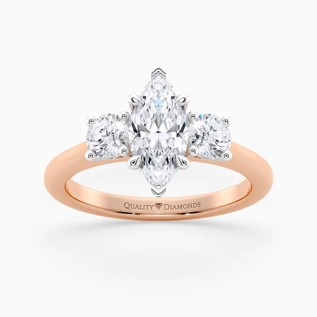 Marquise Trilogy Noa Diamond Ring in 9K Rose Gold