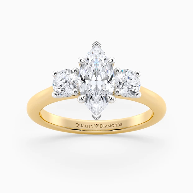 Marquise Trilogy Noa Diamond Ring in 18K Yellow Gold