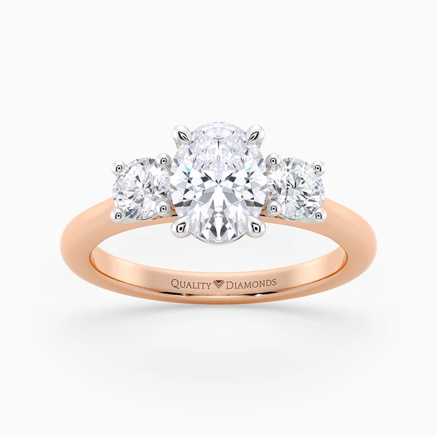 Oval Trilogy Noa Diamond Ring in 18K Rose Gold