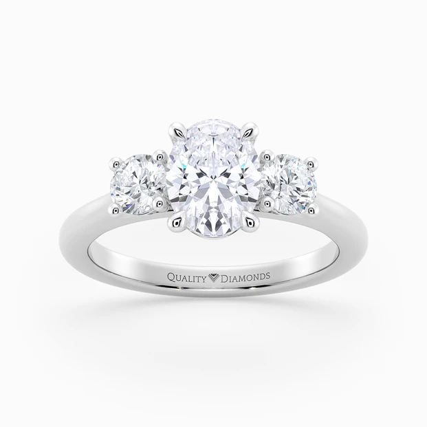 Oval Trilogy Noa Diamond Ring in 18K White Gold