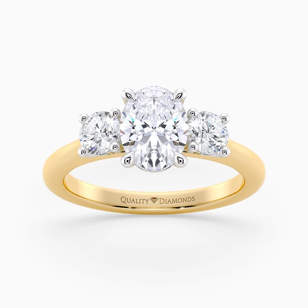 Oval Trilogy Noa Diamond Ring in 18K Yellow Gold