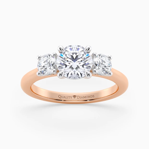Round Brilliant Trilogy Noa Diamond Ring in 9K Rose Gold