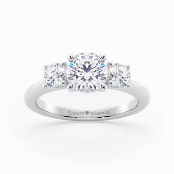 Round Brilliant Trilogy Noa Diamond Ring in 18K White Gold
