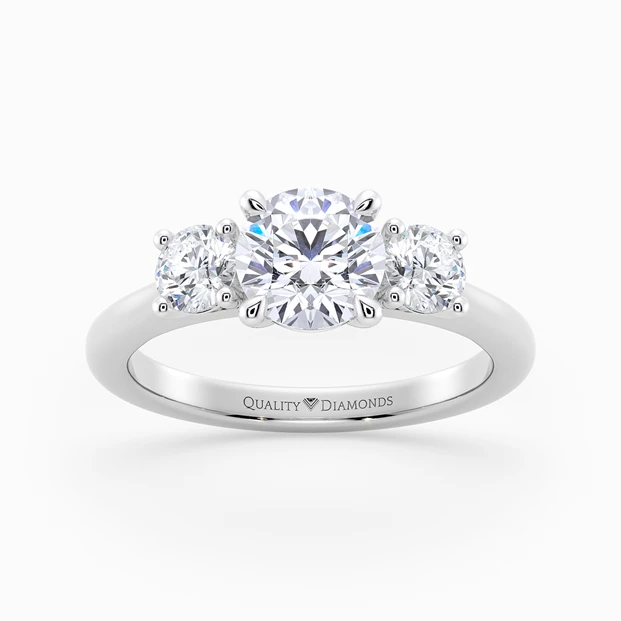 Round Brilliant Trilogy Noa Diamond Ring in Platinum 950