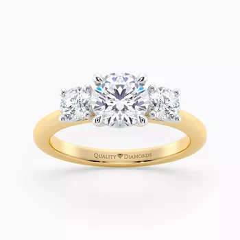 Round Brilliant Trilogy Noa Diamond Ring in 18K Yellow Gold