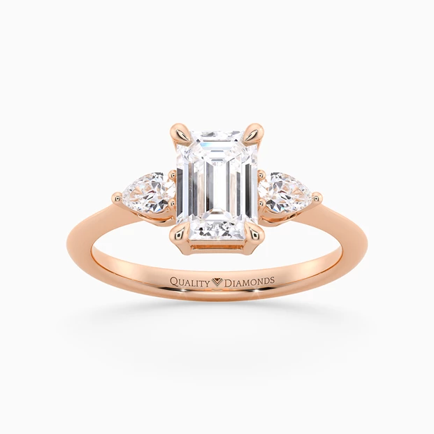 Emerald Trilogy Zahra Diamond Ring in 18K Rose Gold