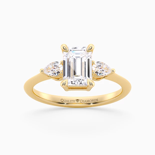 Emerald Trilogy Zahra Diamond Ring in 9K Yellow Gold
