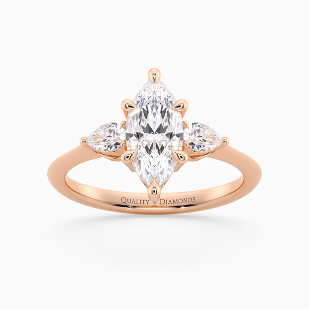 Marquise Trilogy Zahra Diamond Ring in 18K Rose Gold