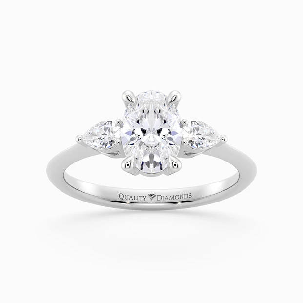 Oval Trilogy Zahra Diamond Ring in Palladium