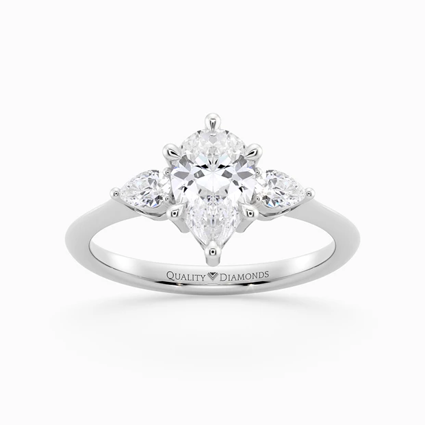 Pear Trilogy Zahra Diamond Ring in Palladium