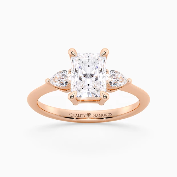 Radiant Trilogy Zahra Diamond Ring in 18K Rose Gold