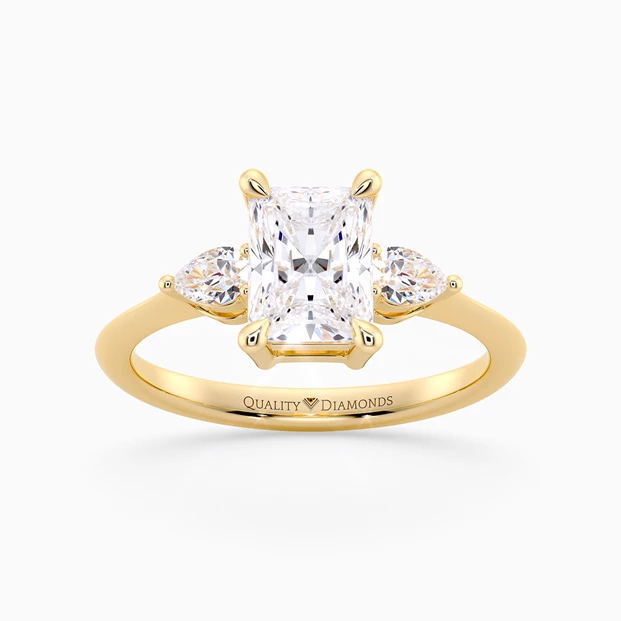 Radiant Trilogy Zahra Diamond Ring in 18K Yellow Gold