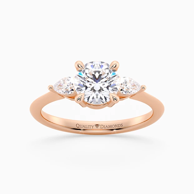 Round Brilliant Trilogy Zahra Diamond Ring in 18K Rose Gold