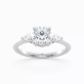 Round Brilliant Trilogy Zahra Diamond Ring in 18K White Gold