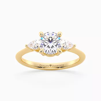 Round Brilliant Trilogy Zahra Diamond Ring in 18K Yellow Gold
