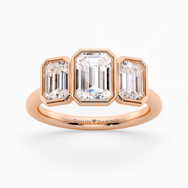 Emerald Trilogy Milada Diamond Ring in 18K Rose Gold