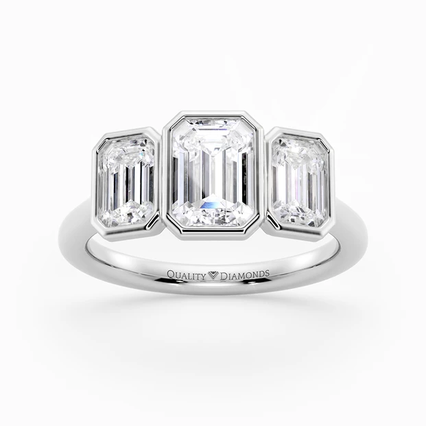 Emerald Trilogy Milada Diamond Ring in 18K White Gold