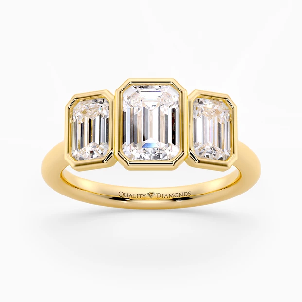 Emerald Trilogy Milada Diamond Ring in 18K Yellow Gold