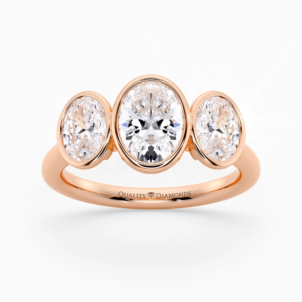 Oval Trilogy Milada Diamond Ring in 18K Rose Gold