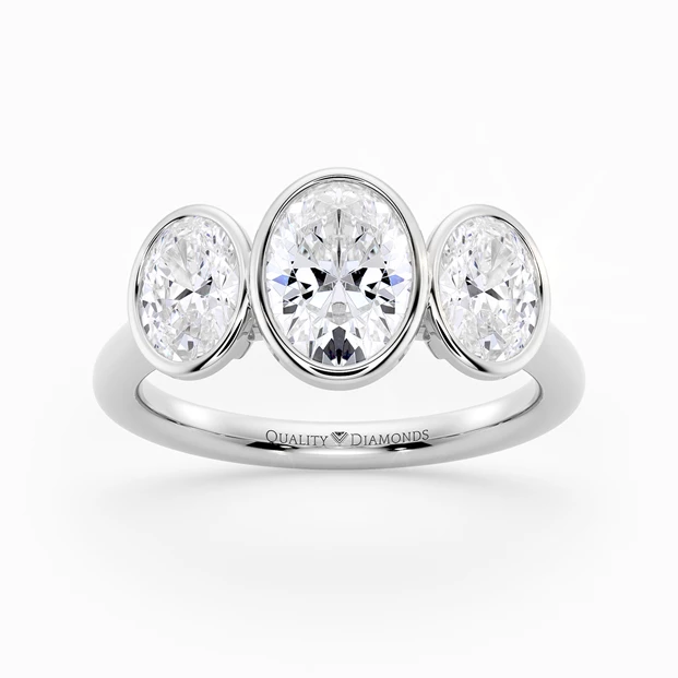 Oval Trilogy Milada Diamond Ring in 18K White Gold