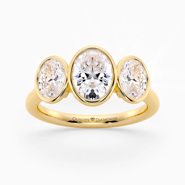 Oval Trilogy Milada Diamond Ring in 18K Yellow Gold
