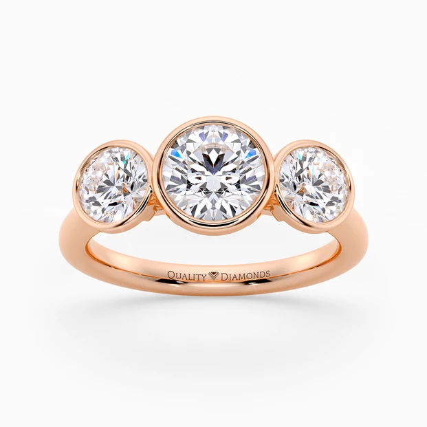 Round Brilliant Trilogy Milada Diamond Ring in 9K Rose Gold