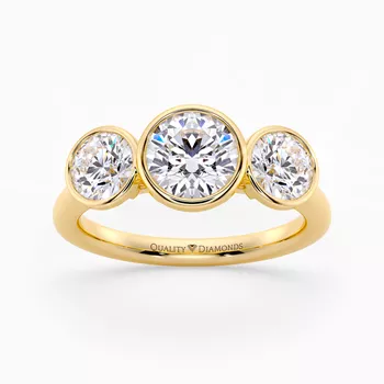 Round Brilliant Trilogy Milada Diamond Ring in 18K Yellow Gold