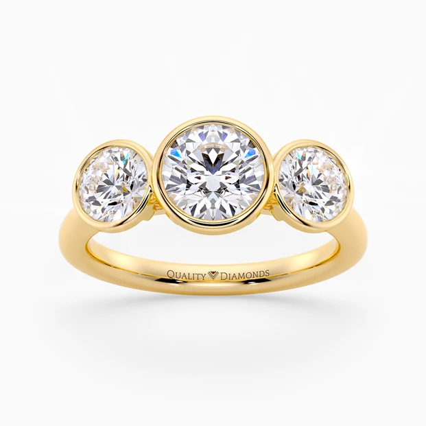 Round Brilliant Trilogy Milada Diamond Ring in 18K Yellow Gold