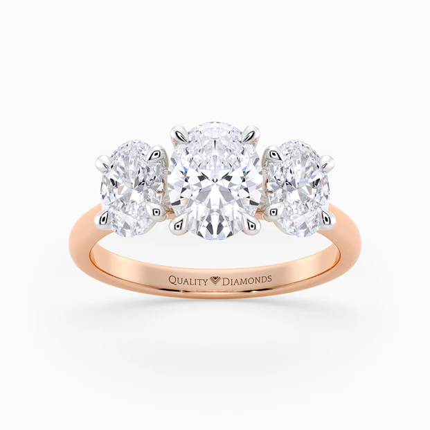 Oval Trilogy Mabelle Diamond Ring in 18K Rose Gold