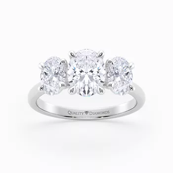 Oval Trilogy Mabelle Diamond Ring in 18K White Gold