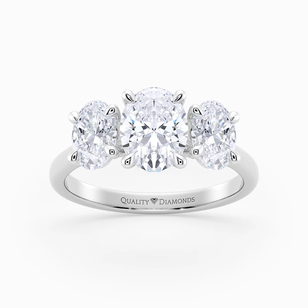 Oval Trilogy Mabelle Diamond Ring in 18K White Gold