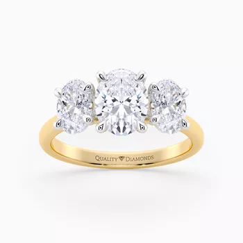 Oval Trilogy Mabelle Diamond Ring in 18K Yellow Gold