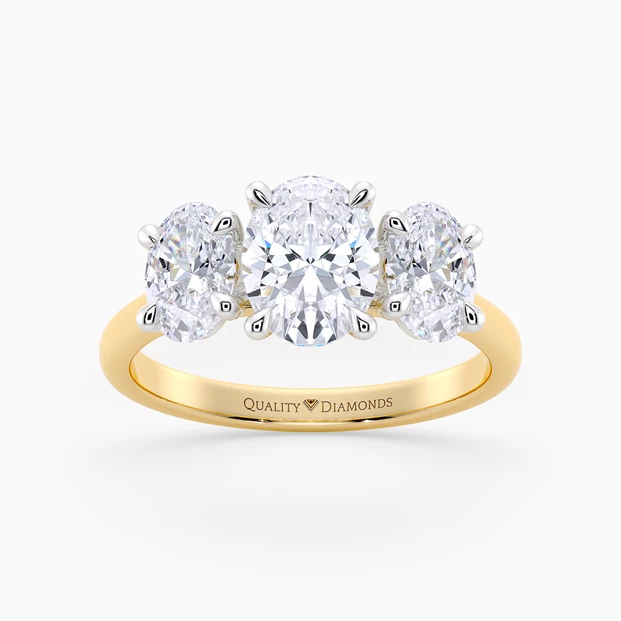 Oval Trilogy Mabelle Diamond Ring in 18K Yellow Gold
