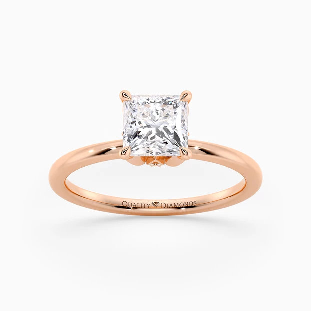 Diamond Set Princess Flor Diamond Ring in 9K Rose Gold