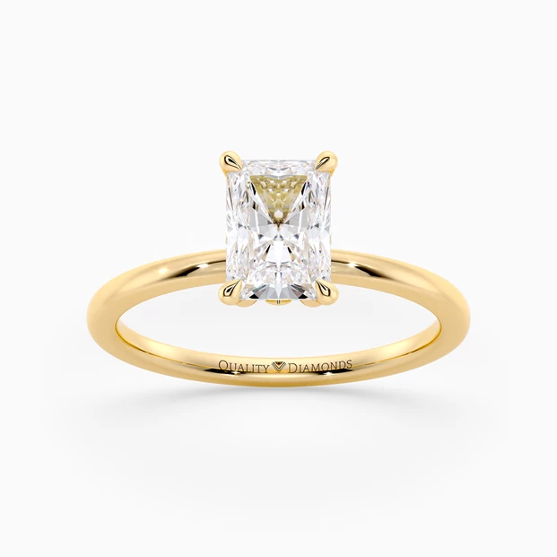 Diamond Set Radiant Flor Diamond Ring in 18K Yellow Gold