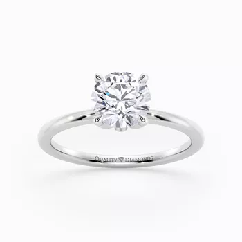 Diamond Set Round Brilliant Flor Diamond Ring in Platinum