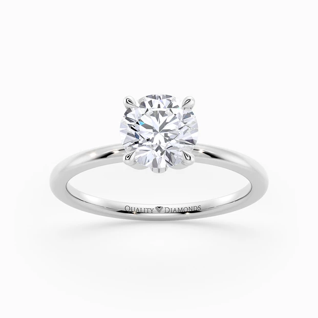 Diamond Set Round Brilliant Flor Diamond Ring in Platinum