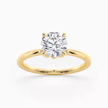Diamond Set Round Brilliant Flor Diamond Ring in 18K Yellow Gold