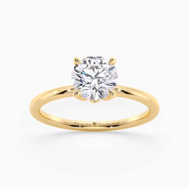Diamond Set Round Brilliant Flor Diamond Ring in 18K Yellow Gold